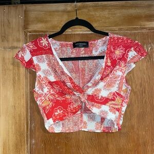 Red Pattern Crop Top